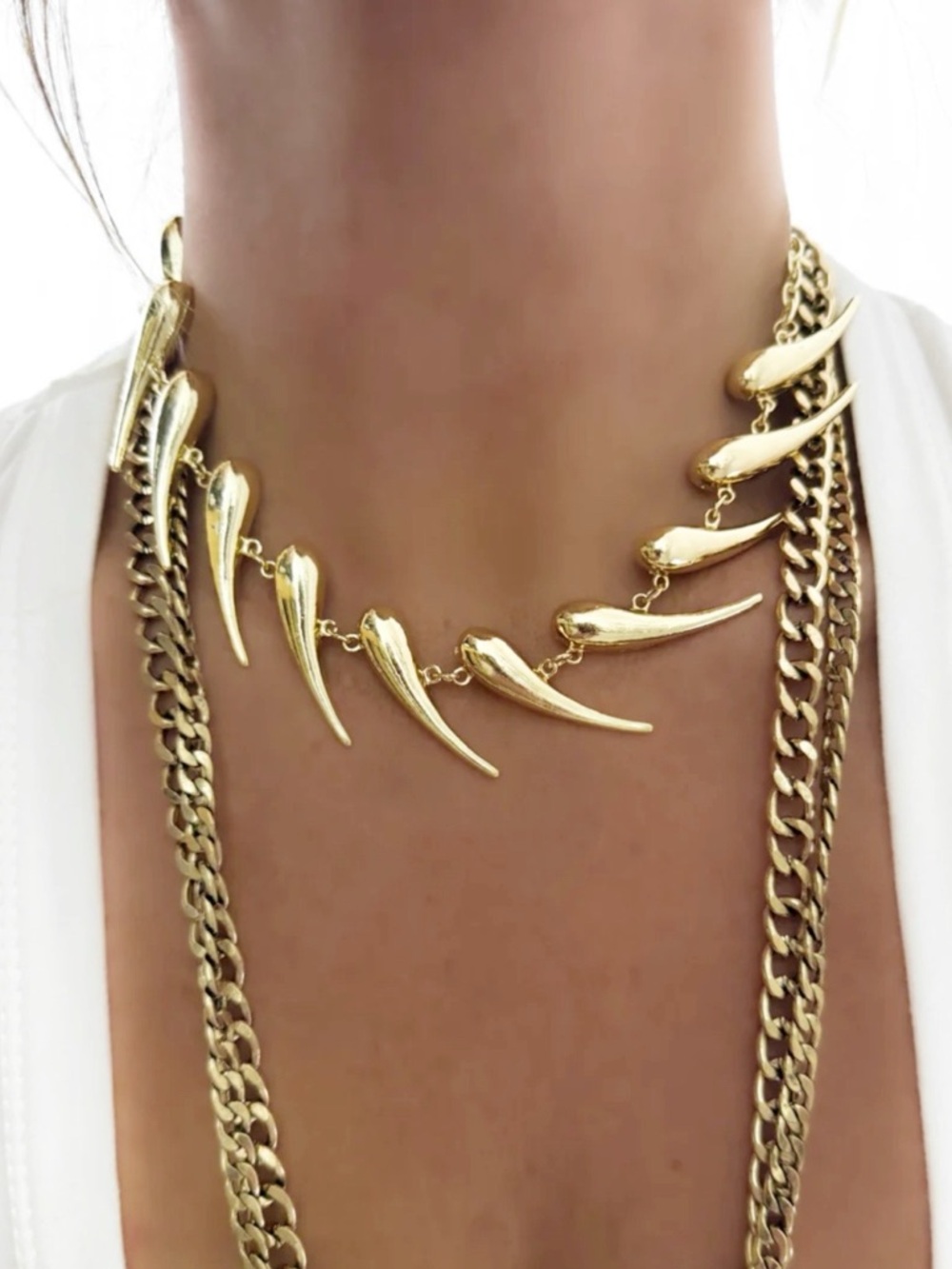 New Pebby Forevee Teardrop Spike Punk Statement Necklace - Picture 11 of 13